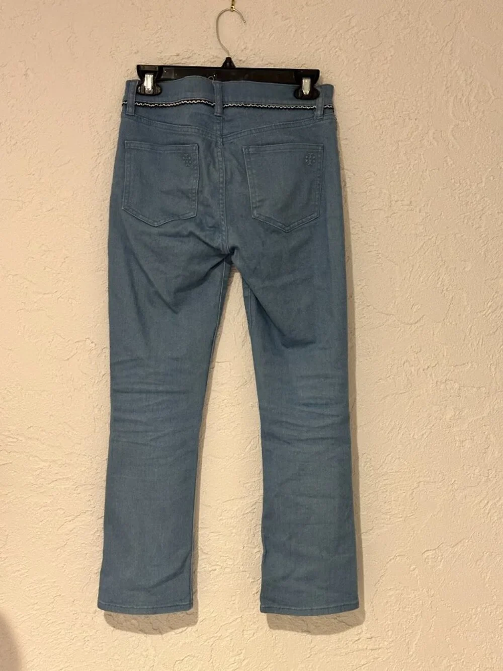Tory Burch Light Wash Ruffle Trim Capri Jeans Size 24